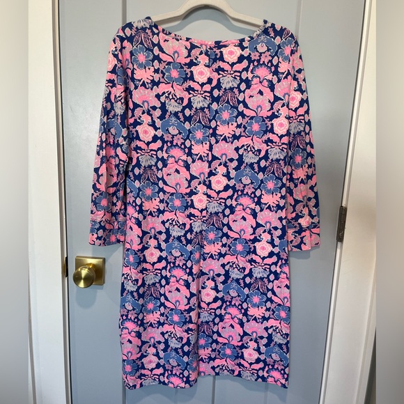Lilly Pulitzer Marlowe Dress L Iris Blue Pink Werk It - Picture 5 of 8